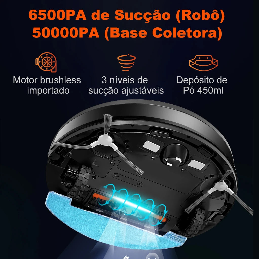 ABIR K30 Robot Vacuum Cleaner, Auto-Empty Station, Dual Lidar, 6500PA Suction,Multi-Floor Maping, Smart Home Wet Dry Appliance
