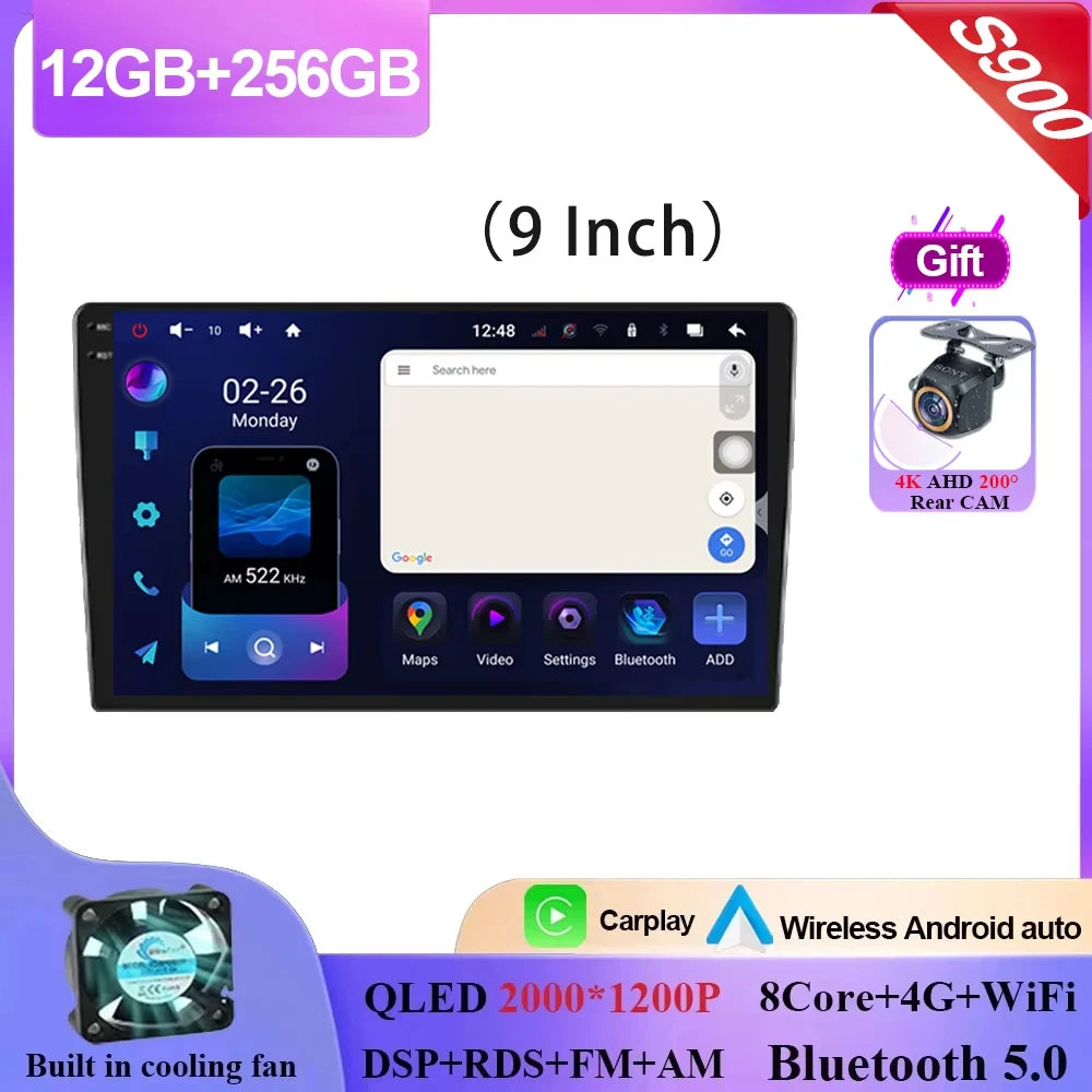 Android 15 9/10 Inch Car Multimedia Video Player 2DIN Stereo Radio Carplay Android Auto For Nissan Hyundai Kia Toyota Honda VW