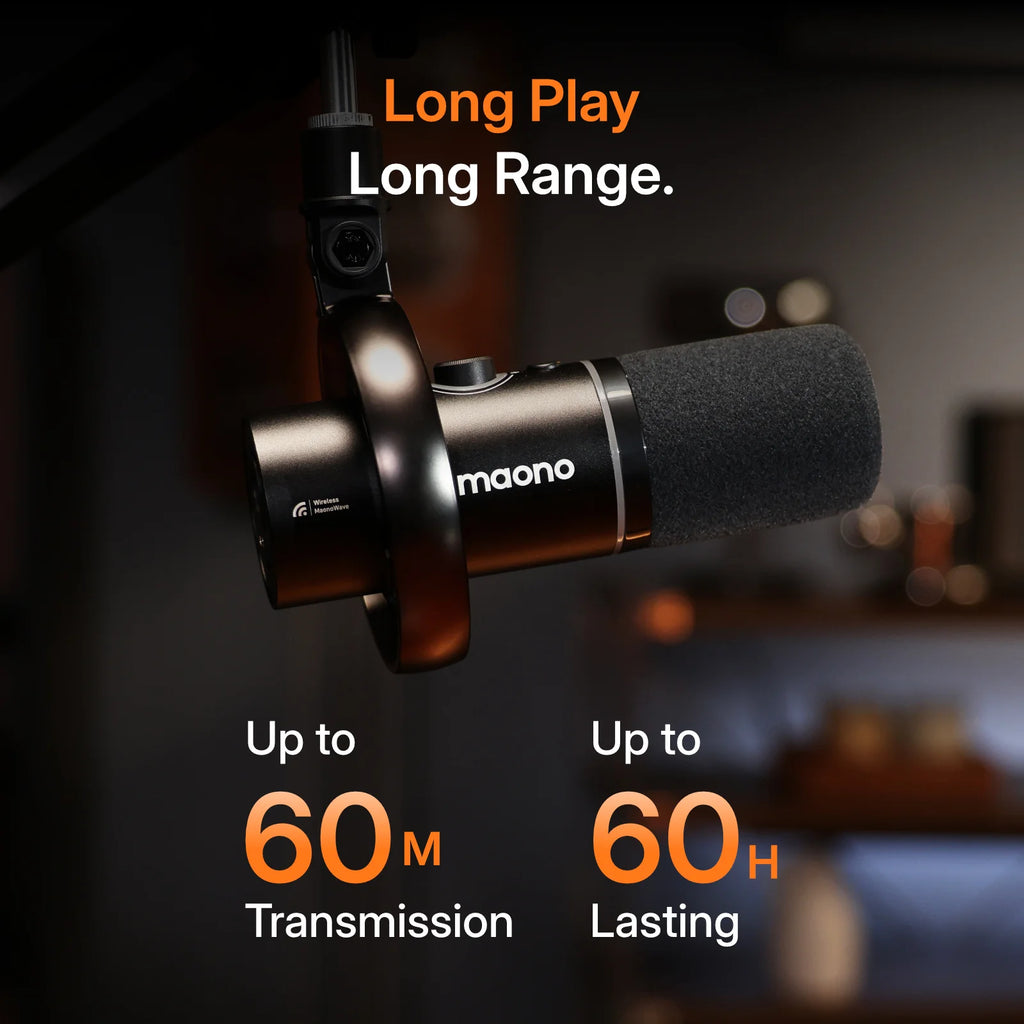 MAONO Hybrid Wireless Podcast Mic for PC/Phone/Camera XLR/USB Dynamic Microphone for Streaming Recording Content Creation-PD200W