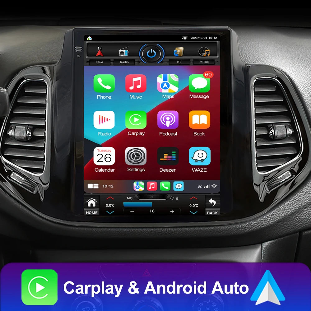 LEHX 2 Din Android 14 8Core  for Jeep Compass 2 MP 2016 - 2019  5G WIFI Car Radio Carplay Auto Stereo GPS DVD Head Unit