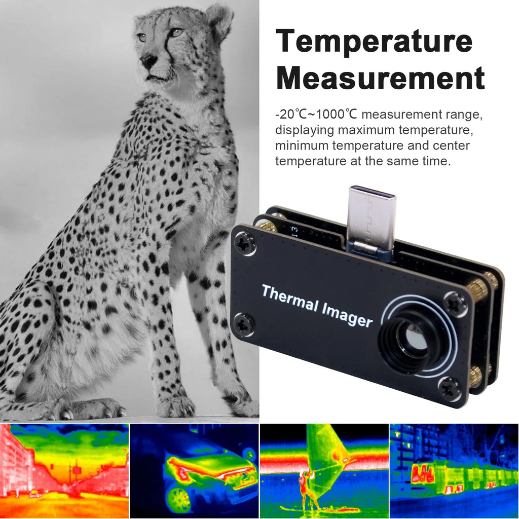 New Type-C Mobile Thermal Imager -20~1000°C 32*32 Pixels Infrared Camera APP Control Thermal Camera for Android Mobile Phone
