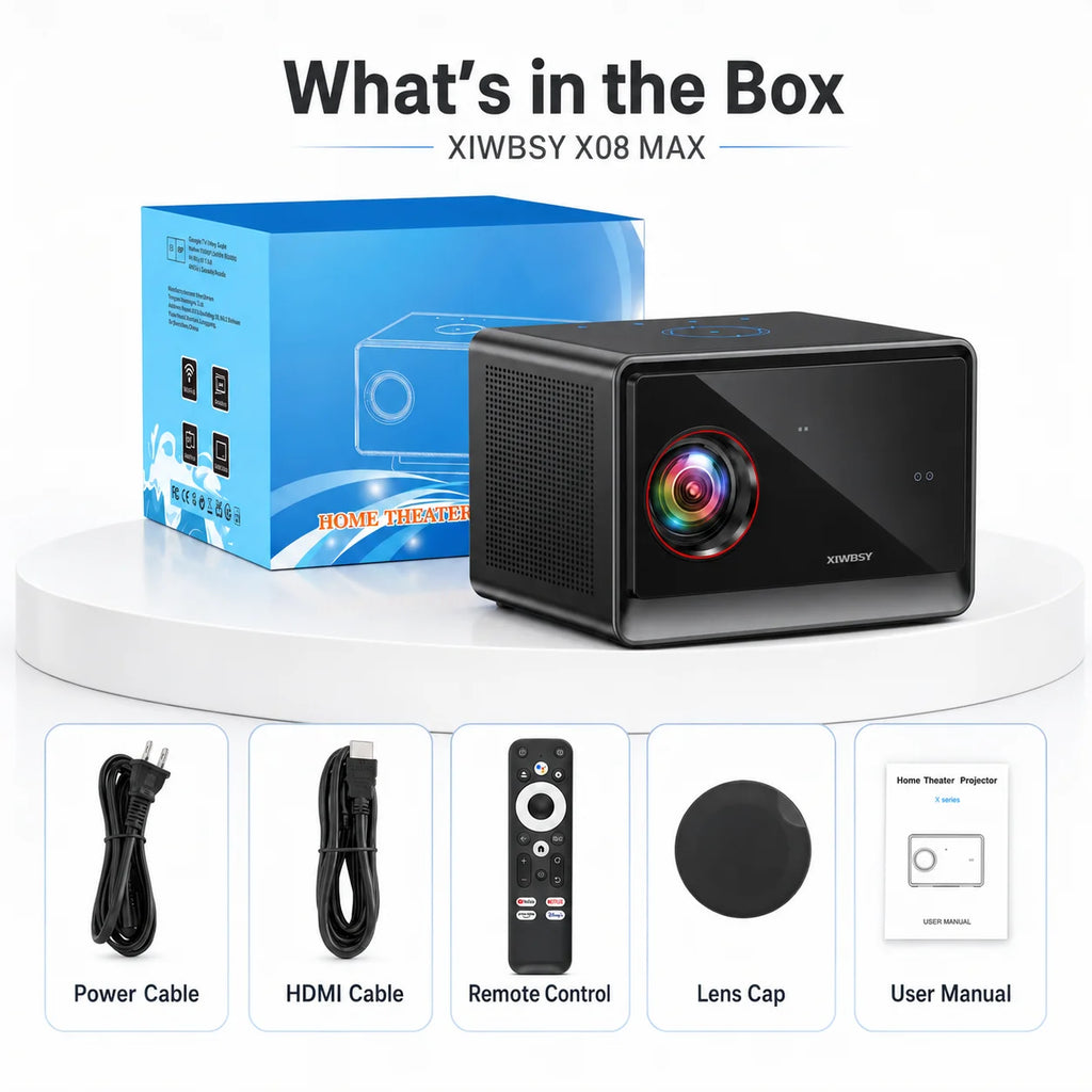 XIWBSY Android 14.0 Sealed Optical Projector 4000ANSI Home Theater Google TV Projector Netflix Official Licence 4K Projector