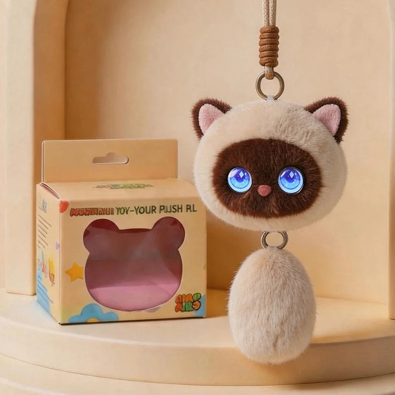 AI Smart Plush Robot with Dynamic Emotional Eyes Supports 66 Languages Cute Keychain Backpack Decoration Gift Doll Ornament