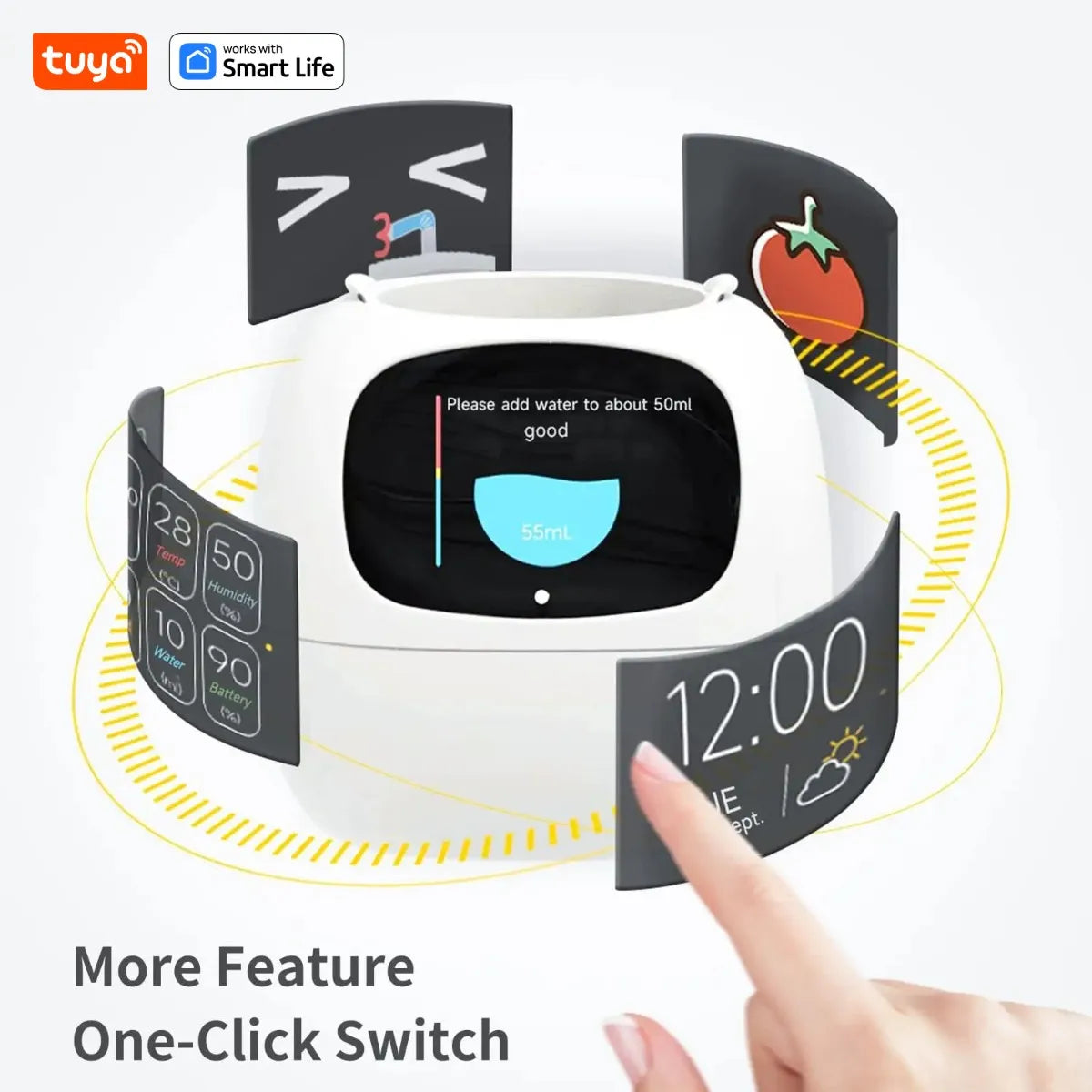 Gen1 Tuya Ivy Plant Care, Made Effortless, AI Plant Faces - See Feelings, Fix Needs 5 Interactive Gestures Unlock a Playful Life