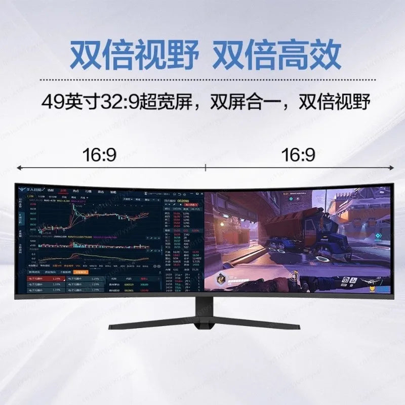 Near 5K Near 4K 165Hz 49 Inch 32:9 Ultra Wide Gaming Monitor HVA Panel Desktop PC Curved Display Hairtail Screen