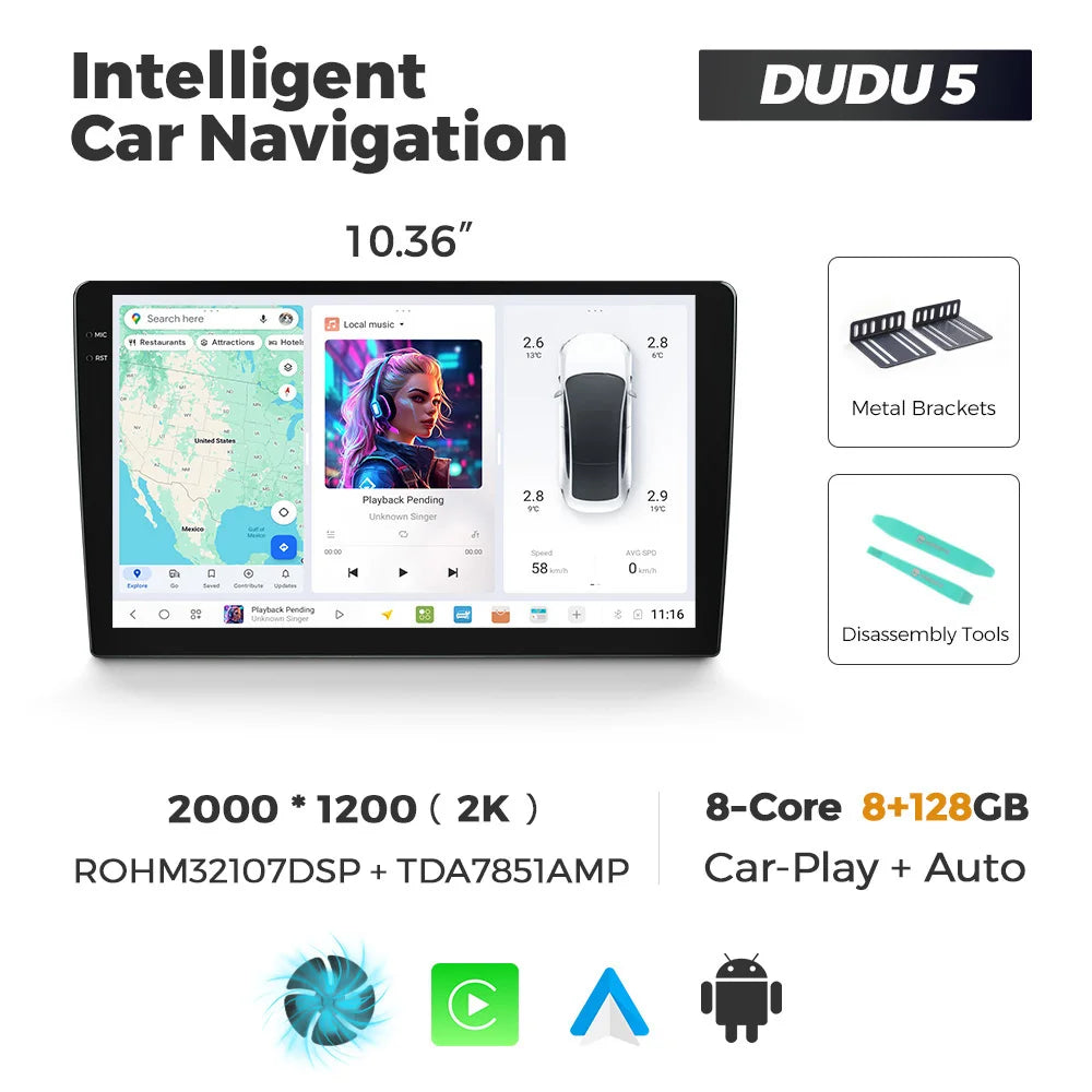 DUDUAUTO DUDU3/4/5/6/7 9.5/10.36inch Android 13 Car Radio Multimedia Player Intelligent System universal For Toyota Kia Hyundai