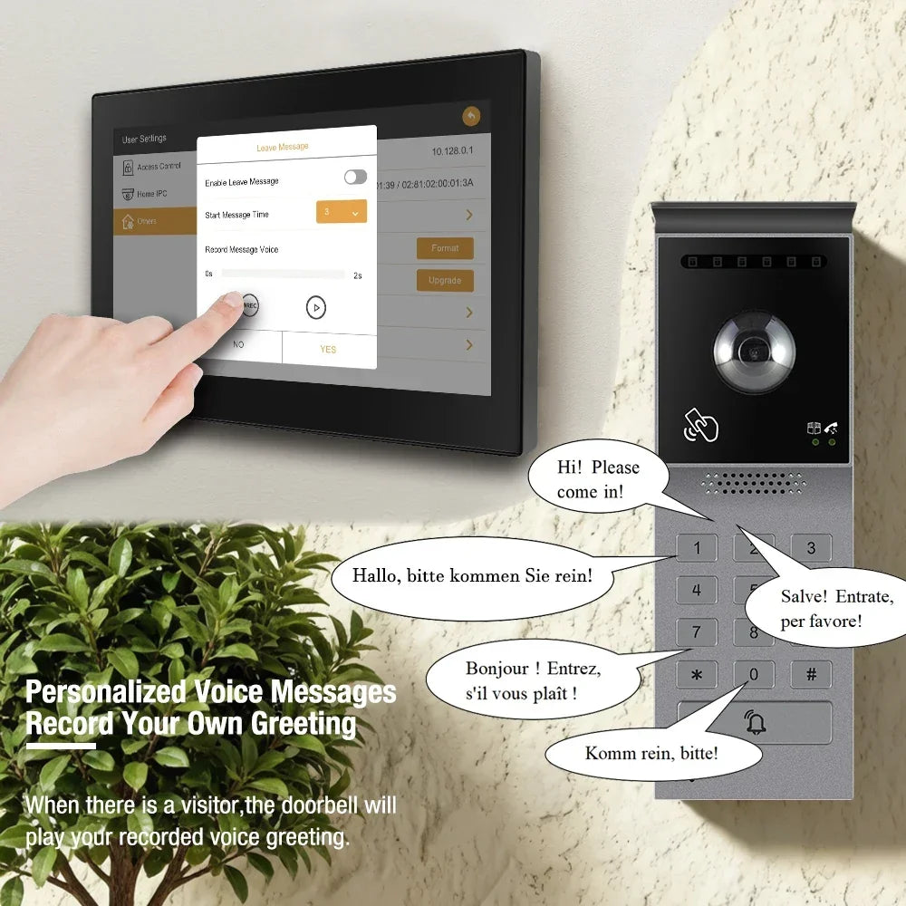 Tuya Wifi Smart Home Video Door Phone Video intercom 1080P Touch Monitor 7'  2-Wires  Doorbell Door Camera Security System