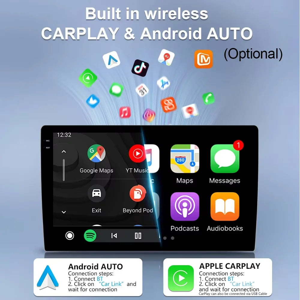 Android 15 9/10 Inch Car Multimedia Video Player 2DIN Stereo Radio Carplay Android Auto For Nissan Hyundai Kia Toyota Honda VW