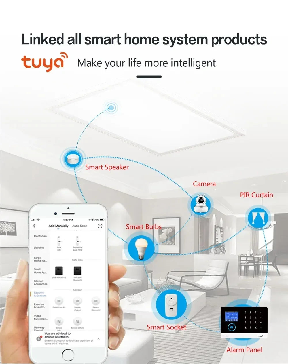 PGST latest version alarm system, WiFi, 4G, Tuya smart home security alarm, Alexa intelligent voice control, APP push function