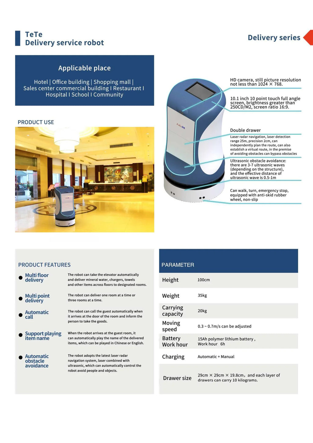 Fully Automatic Intelligent Service Robot museum Exhibition Hall Amusement Park Resort AI Humanoid Service Robot