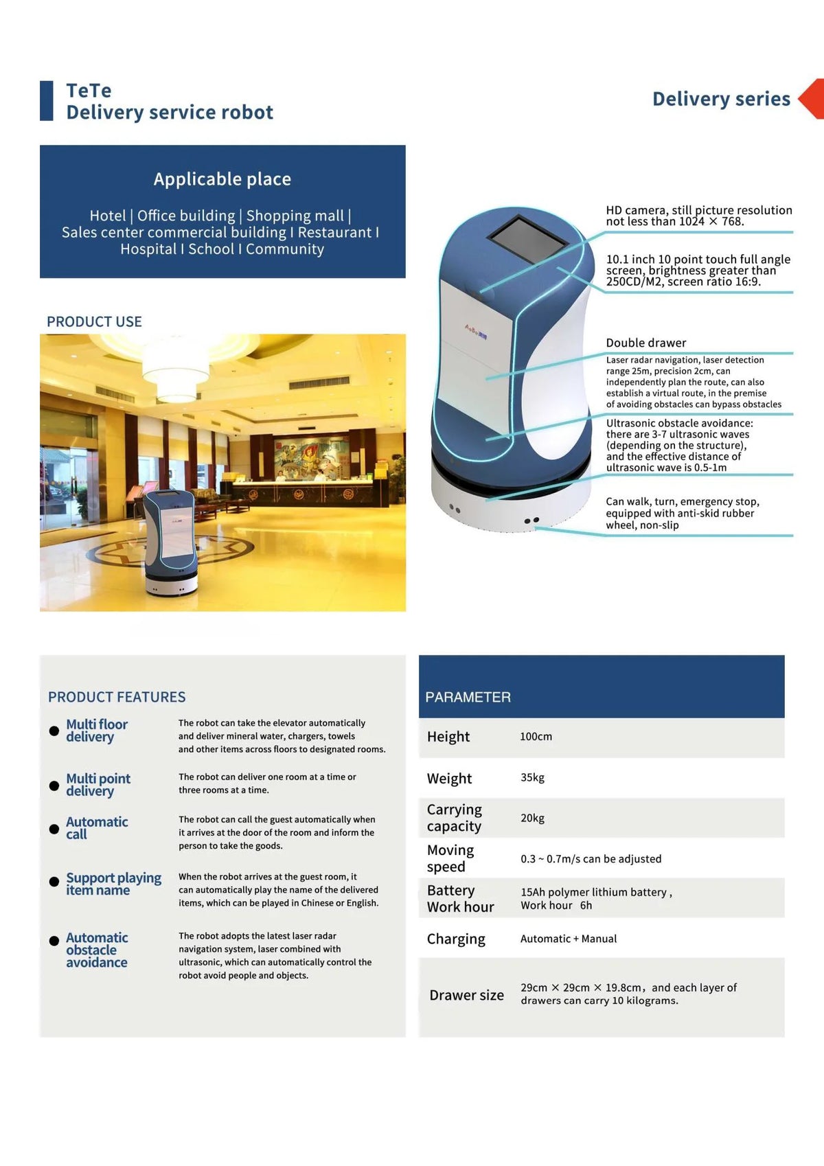 Fully Automatic Intelligent Service Robot museum Exhibition Hall Amusement Park Resort AI Humanoid Service Robot