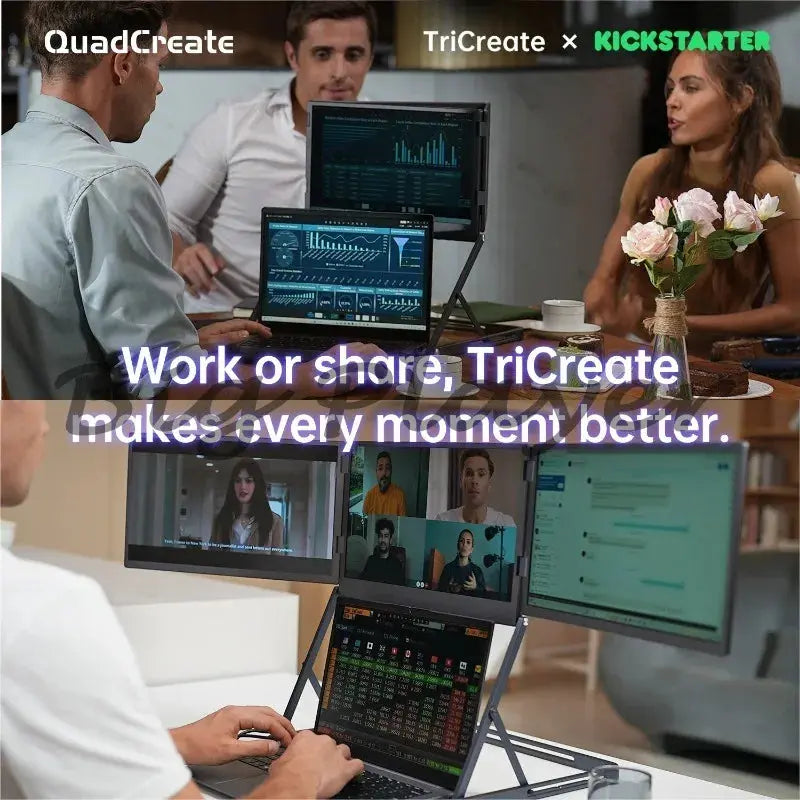Computer Tri-fold Monitor 15.6 Inches, High Color Gamut Laptop Extended Quad Screen