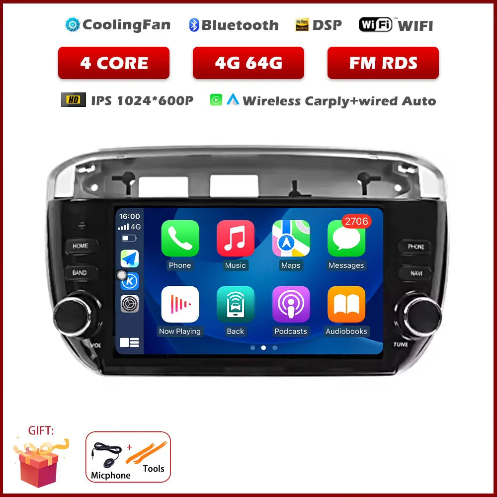 7" For Fiat Linea Punto Evo 2012 - 2015 4G Car Carplay Auto Android OS Radio Navigation GPS Multimedia Video Player BT 5.0