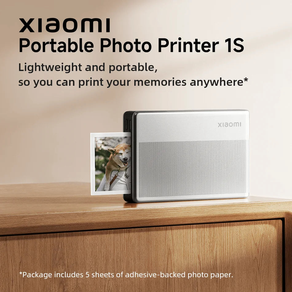 Xiaomi Portable Photo Printer 1S Bluetooth Thermal Print ZINK Inkless Technology Xiaomi App Wireless Portable Photo Printing