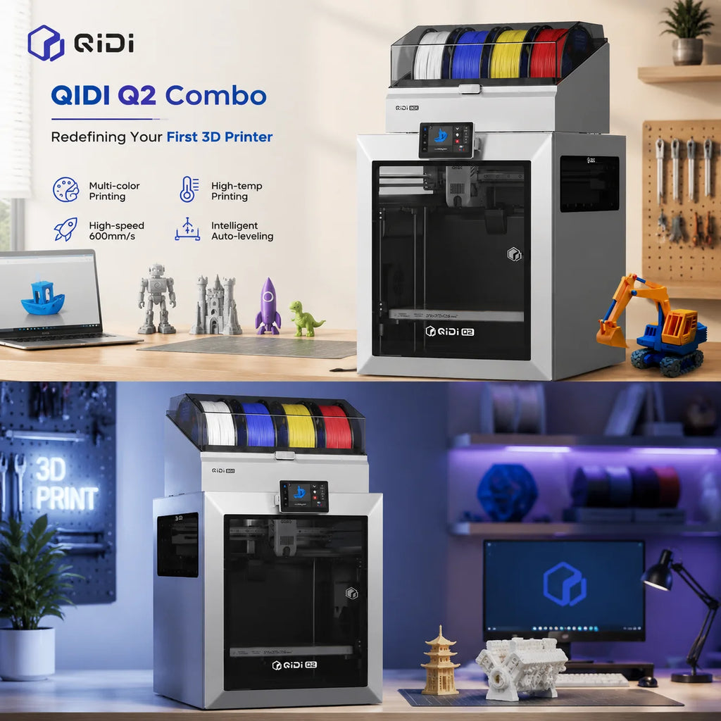 QIDI Original 3D Printer Q2 or Q2 Combo Fast CoreXY Enclosed 3D Printer 370°C Hotend 65°C Chamber Multi Material Ready