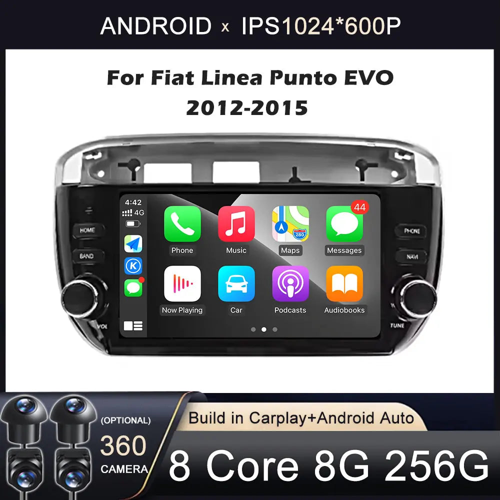 7" For Fiat Linea Punto Evo 2012 - 2015 4G Car Carplay Auto Android OS Radio Navigation GPS Multimedia Video Player BT 5.0