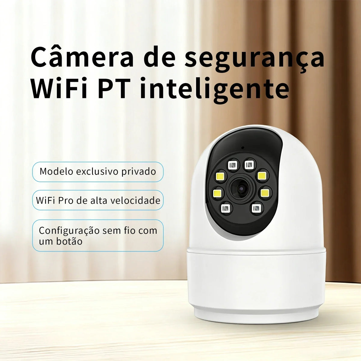 Âmera Pt Wi-Fi 6 360 ° Color Night Vision, Person Detection, Two-Way Audio, Real-Time Alert Via App, Coibeu