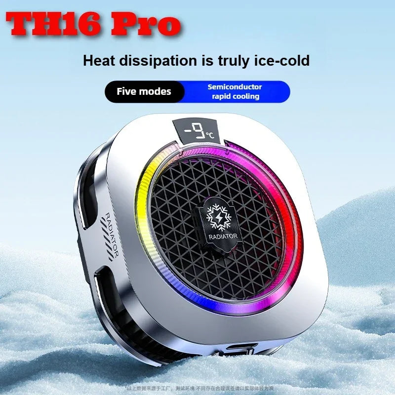 TH16 Pro High-Power AI Strong Cooling Semiconductor Magnetic&Back-clip Mobile Phone PUBG Game Cooler for IPhone Android Radiator