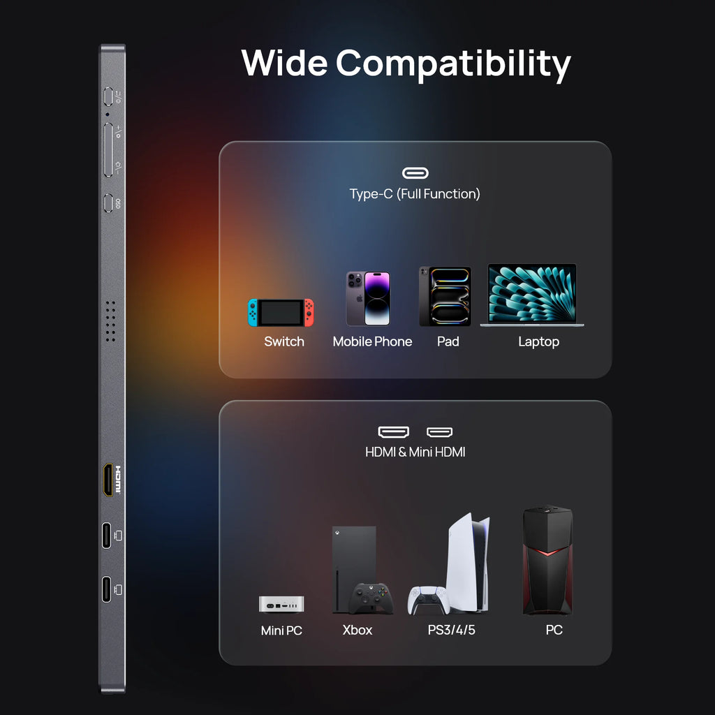 ARZOPA 16.1 Inch Gaming Portable Monitor, 1080P 300cd/㎡ IPS Screen for Mac Laptop PC Switch PS Xbox External Display Z1C Gray