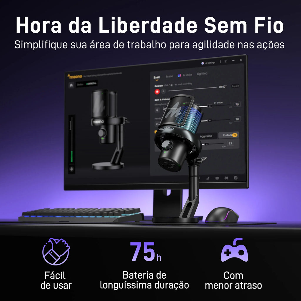 Clearance Sale MAONO DM40 Pro USB Condenser Microphone Wireless Microphone With Desktop Stand for PC Gaming Live Streaming