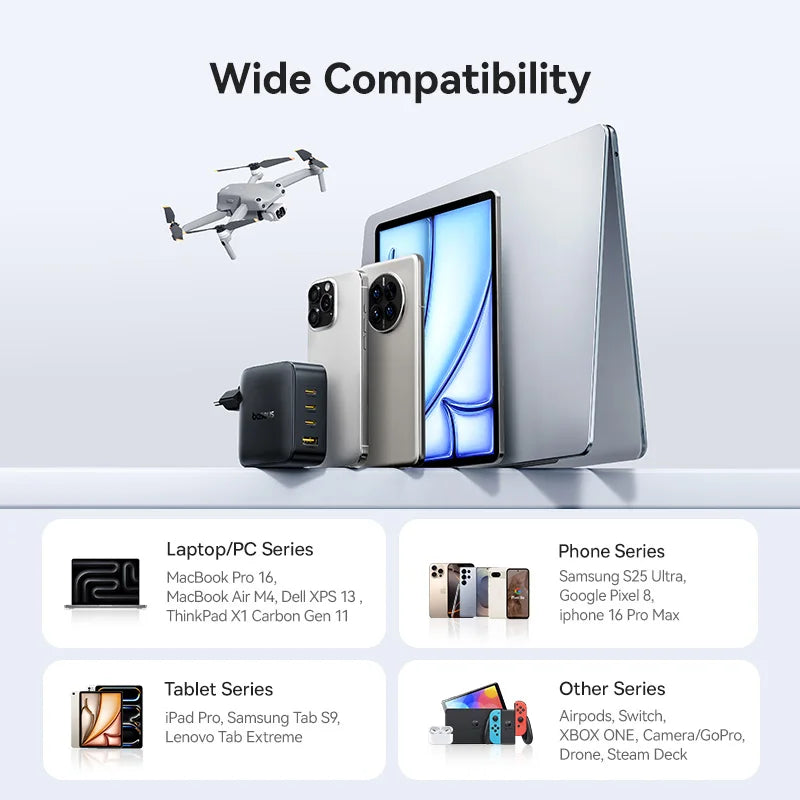 【New Sale】Baseus 140W GaN Charger PD Charger USB C Charger Fast Charge For Macbook Tablet Phone Charger For iPhone 17 16 15 14