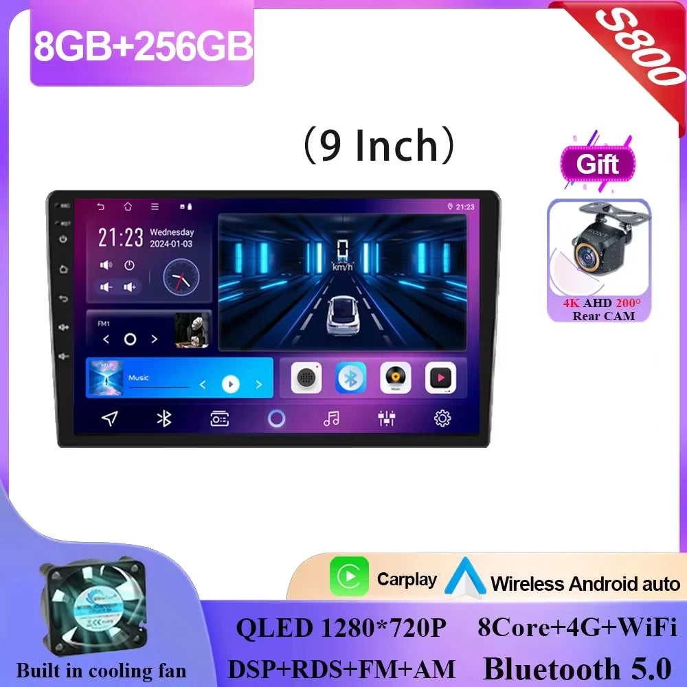 Android 15 9/10 Inch Car Multimedia Video Player 2DIN Stereo Radio Carplay Android Auto For Nissan Hyundai Kia Toyota Honda VW
