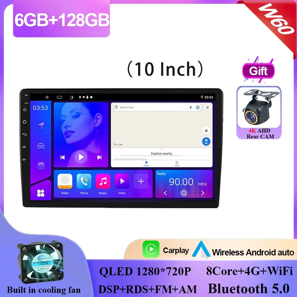 Android 15 9/10 Inch Car Multimedia Video Player 2DIN Stereo Radio Carplay Android Auto For Nissan Hyundai Kia Toyota Honda VW