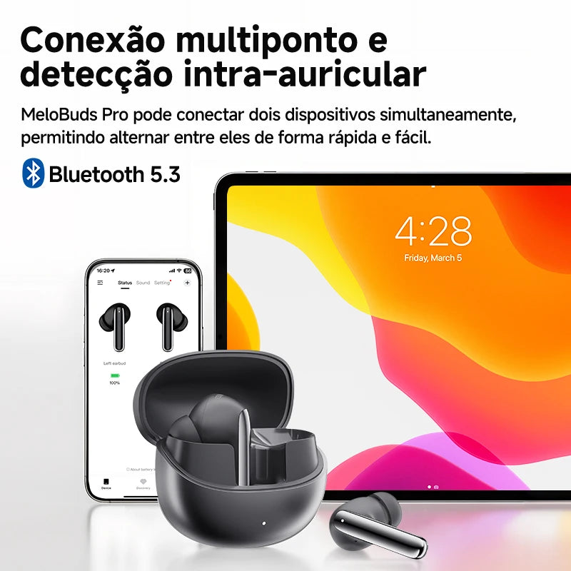 QCY MeloBuds Pro ANC Bluetooth 5.3 Earphones Wireless 46dB Hybrid ANC Hi-Res LDAC Earbuds 6 Mic Headphones 34H In-Ear Detection
