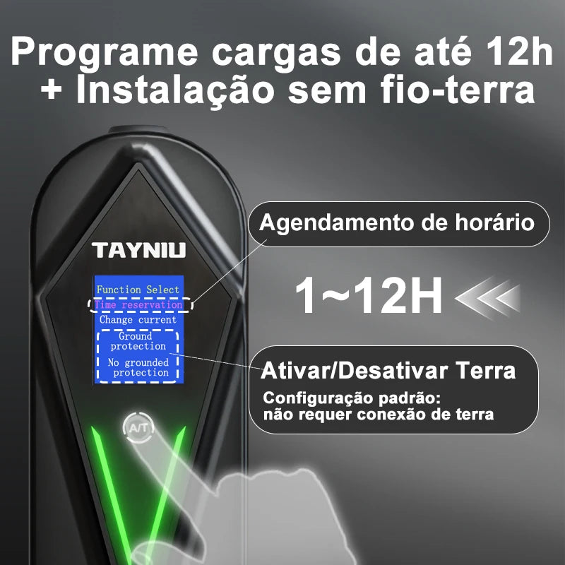 TAYNIU 3.5kW 16A Portable EV Charger – Bivolt 80V–260V, 5m Type 2 Cable, Compatible with BYD, GWM & All Electric Vehicles