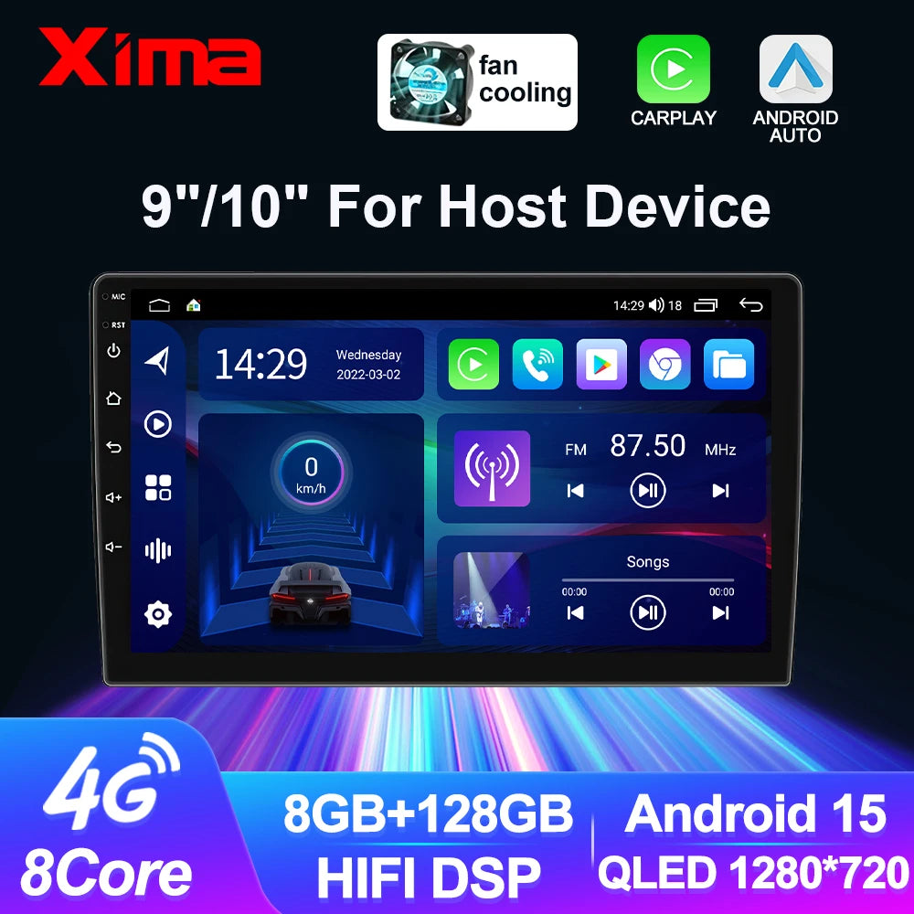 XIMA Universal 2 Din 9/10 inch Android 15 Car Radio Autoradio android  car radio GPS Central Multimedia Car Stere Androidauto