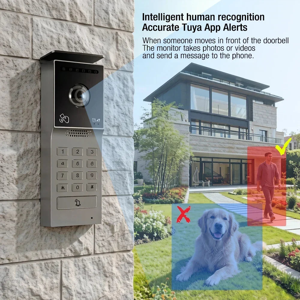 Tuya Wifi Smart Home Video Door Phone Video intercom 1080P Touch Monitor 7'  2-Wires  Doorbell Door Camera Security System