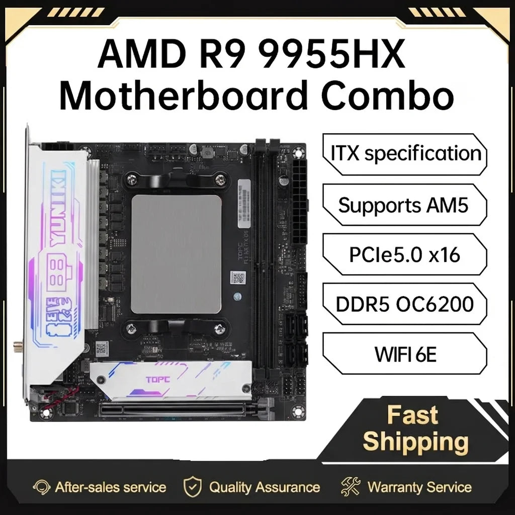 TOPC AMD Ryzen 9 7945HX Mini ITX Motherboard CPU Combo DDR5 PCIe 4.0 x16 Dual M.2 2.5G LAN Gaming PC DIY Board