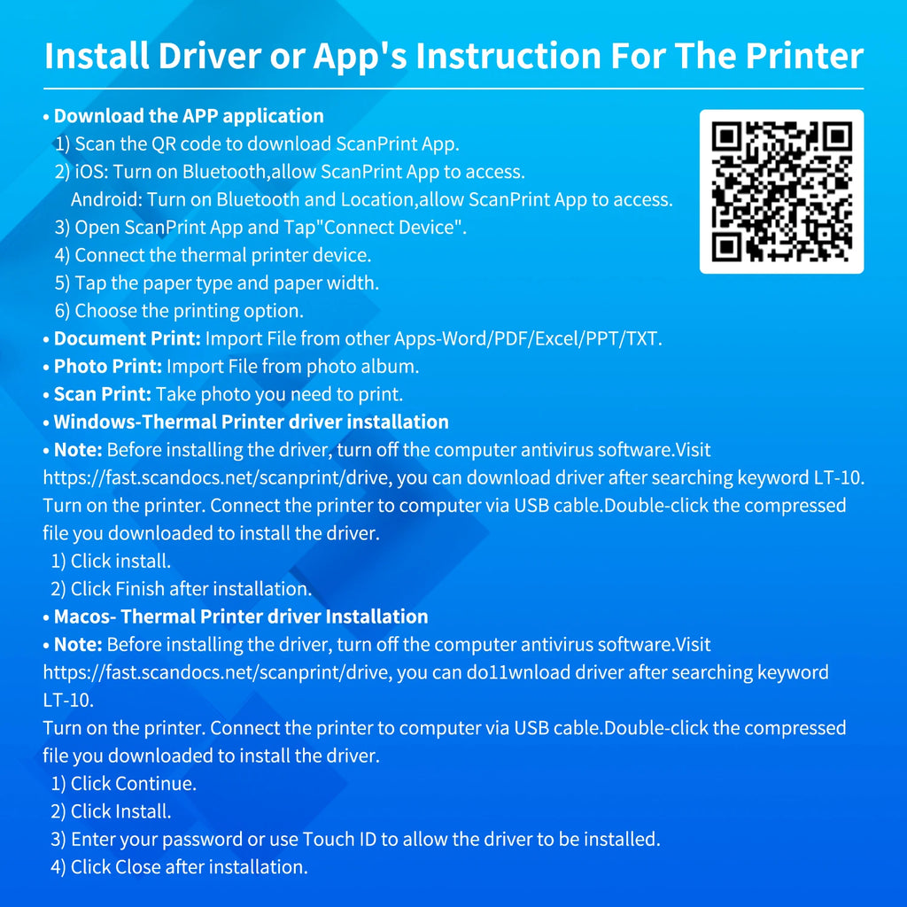 A4 Bluetooth Business Travel  Print Anywhere Inkless 203DPI Portable Rechargeable Thermal Printer LT-P10