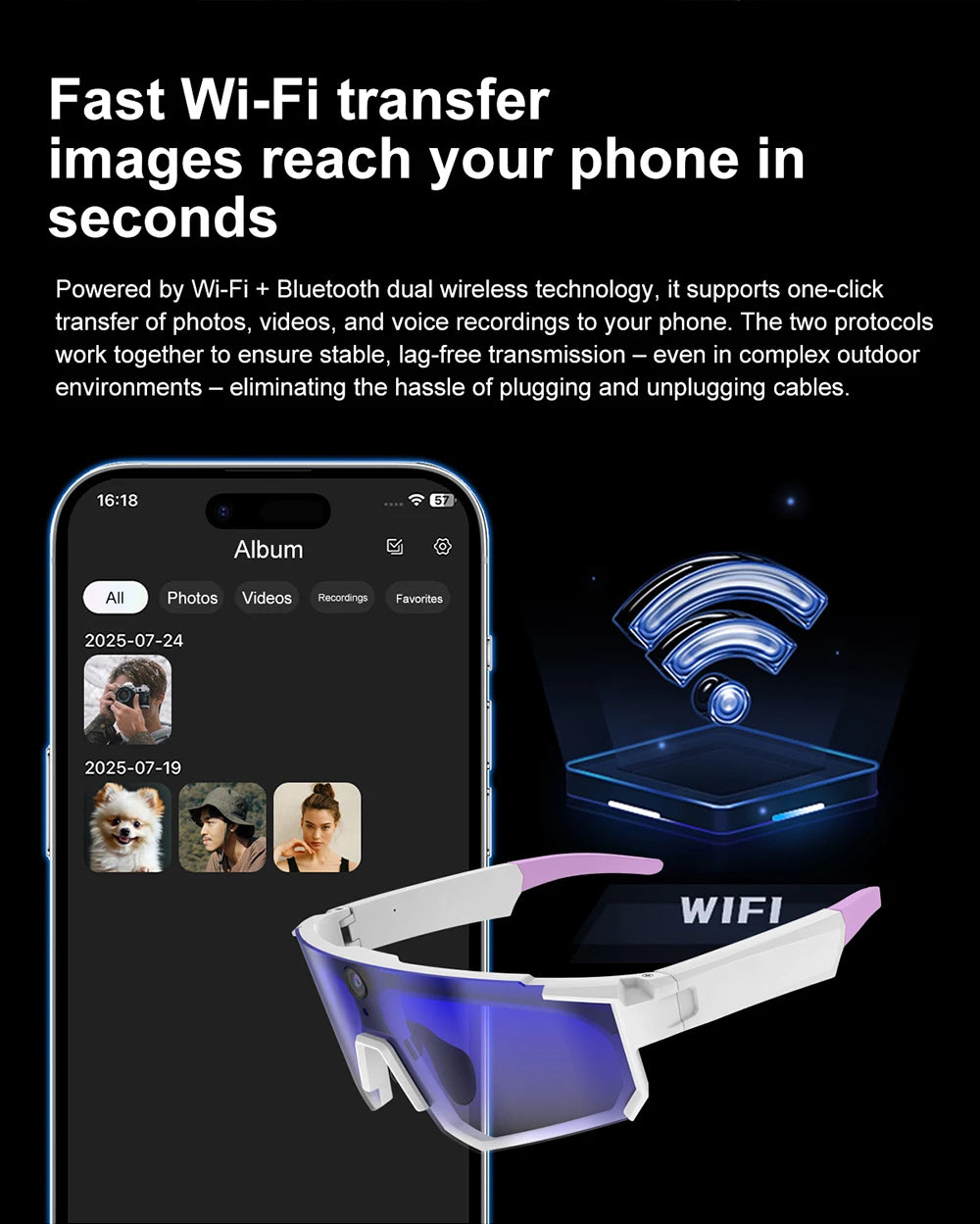 Oneplus Al Smart Glasses 8K Remote Control Photo Camera Touch Recording Translator Voice Assistant Wireless Bluetooth Eyewear