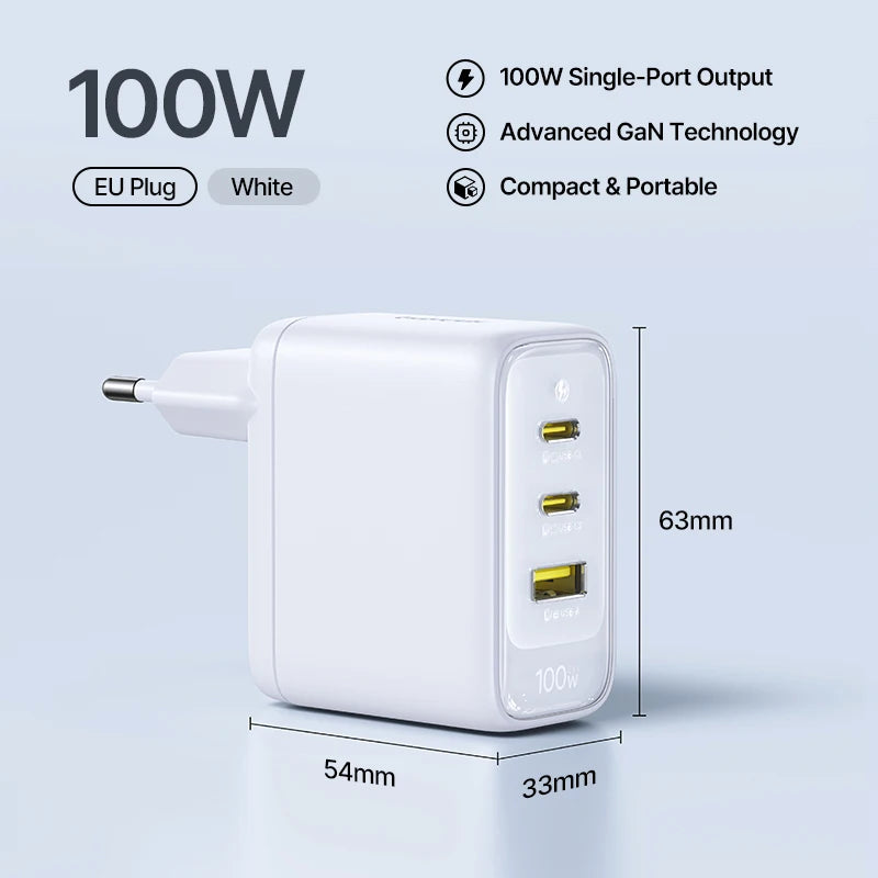 Baseus 100W Fast Charger Type C USB Charger Support QC PD PPS Portable Charger For iPhone 17 16 15 14 Macbook Air Laptop Charger