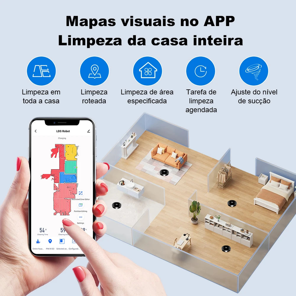 Liectroux/LILIN X6 Robot Vacuum Cleaner,Laser System,6500Pa,Smart Home Appliance,Restricted Area Map,Zone Cleaning for Carpet