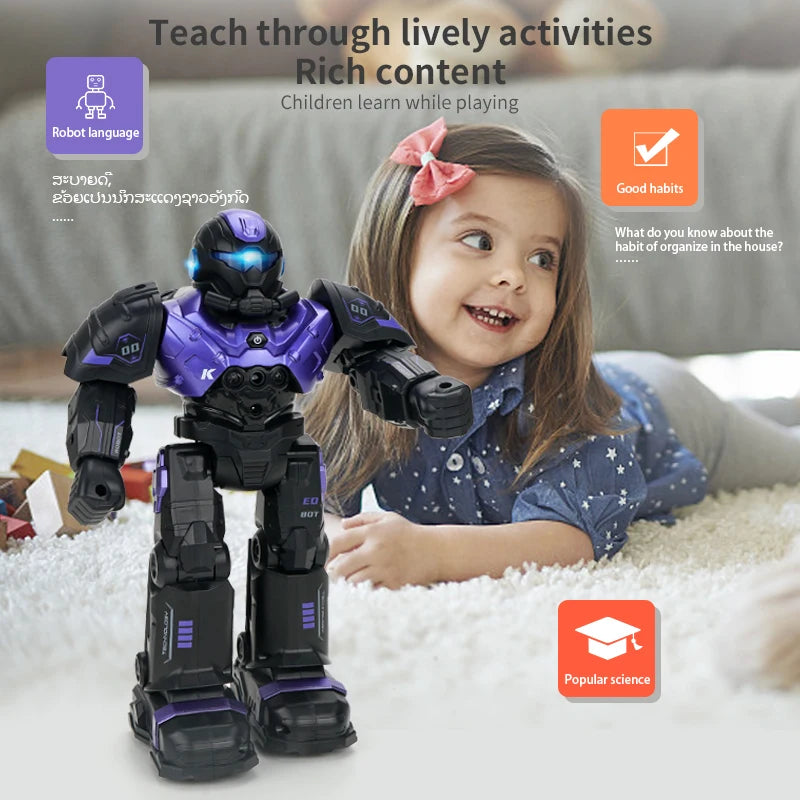 JJRC RC Robot Police Mechanical Combat R20 Police Intelligent Programming Robot With Sound And light children Toy Gift