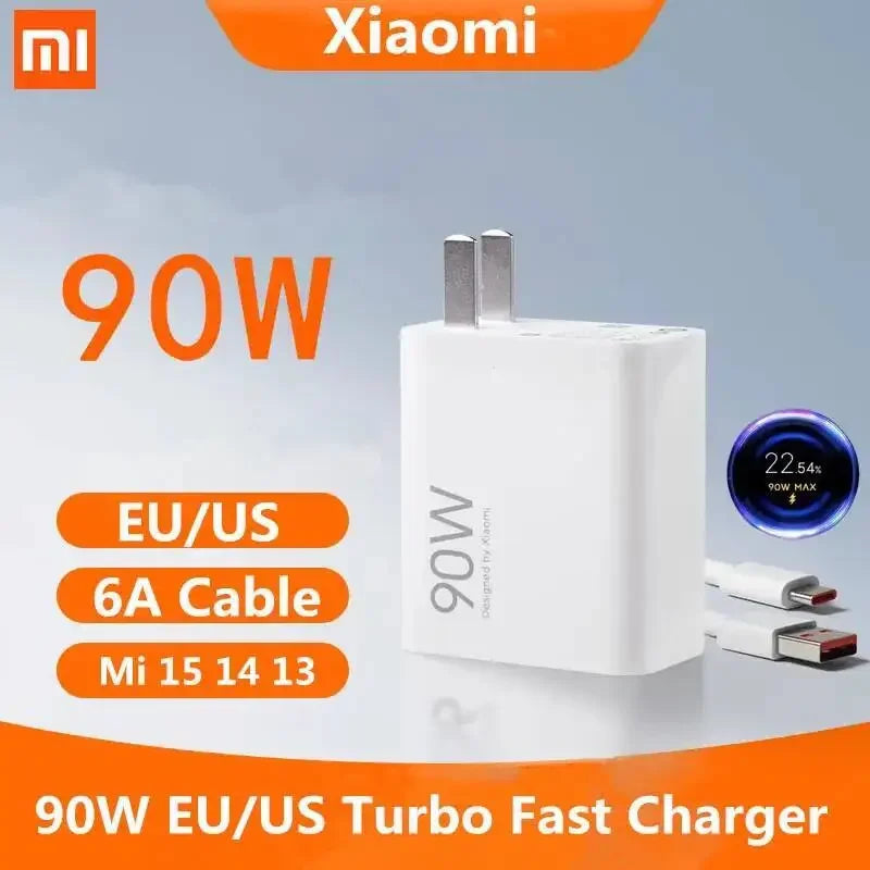 Xiaomi Charger 90W EU Original Turbo Charge USB Type C Cable Adapter Mi 15 14 13 Pro Ultra Redmi Note POCO MIX Flip