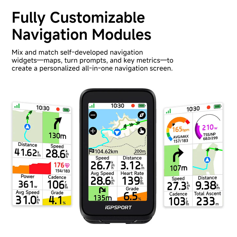 BiNavi Air Touch-screen GPS Bike Computer Lightweight Bike Navigator 3.0in Colorful Display Bicycle Accessories