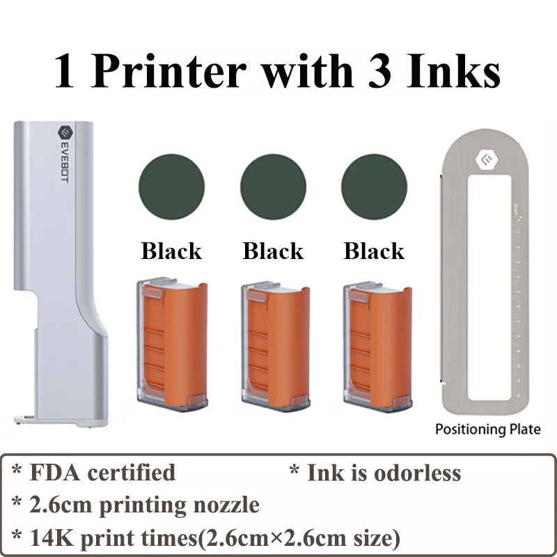 EVEBOT Handheld Food PrintPen Portable Mini Coffee Latte Art Printer, Macaron Cookie DIY Design PrintPen Bluetooth 4.2