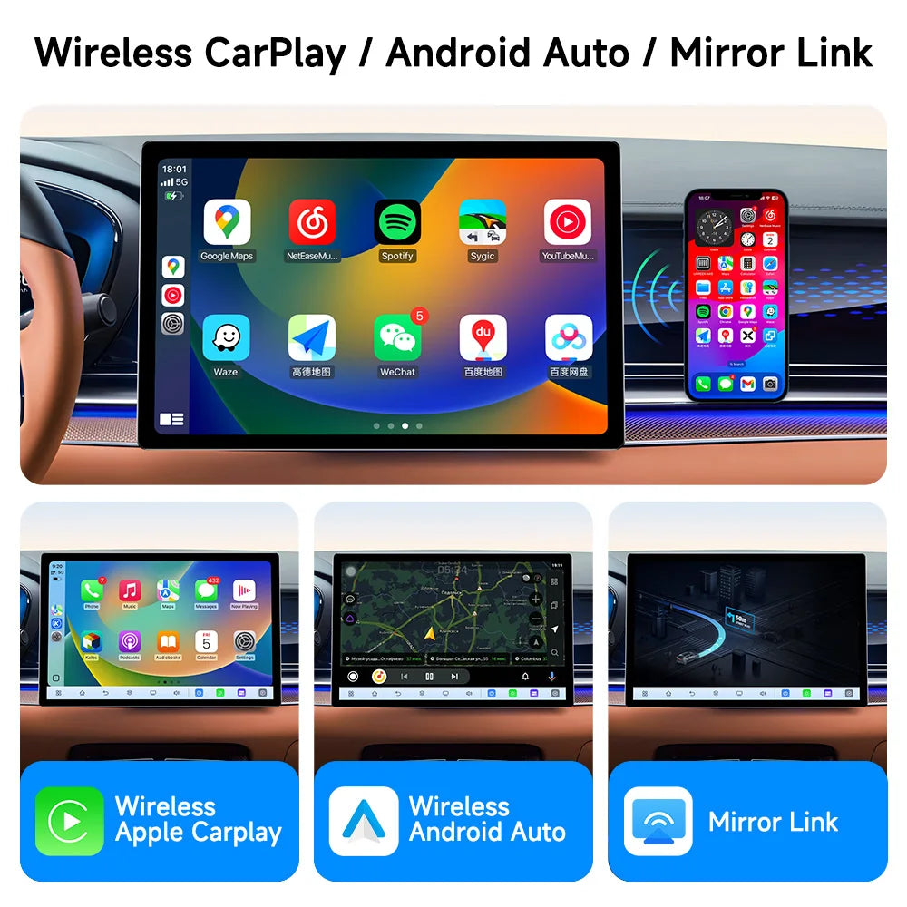 JIUYIN 13 inch 6G 128G Android 14 Universal Car Radio GPS 4G Navigation Automotive Multimedia Video Player CarPlay Video Stereo