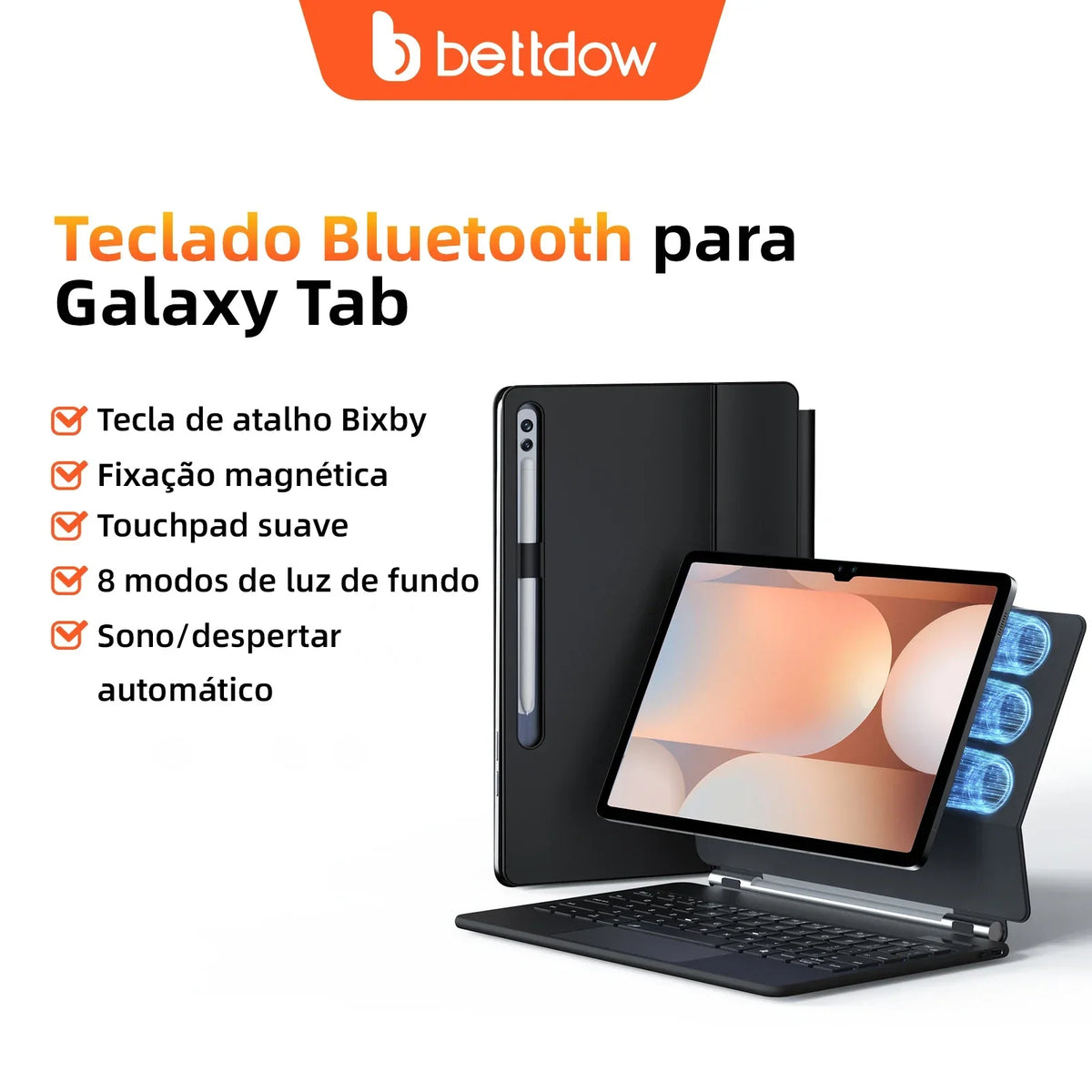 Bettdow Magic Keyboard For Samsung Galaxy Tab S11 S10 Plus S10 Lite S9+/S9/S9 FE/S8/S7 One-click Access to Bixby