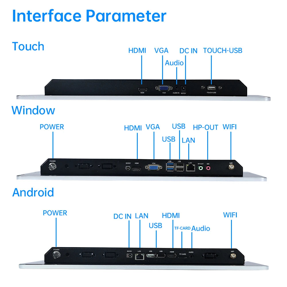8 To 43 Inch Wall Mounted PCAP Multi Touch Screen Display Touchscreen Monitor Android 11/12/14 Tablet Industrial All In One Pc