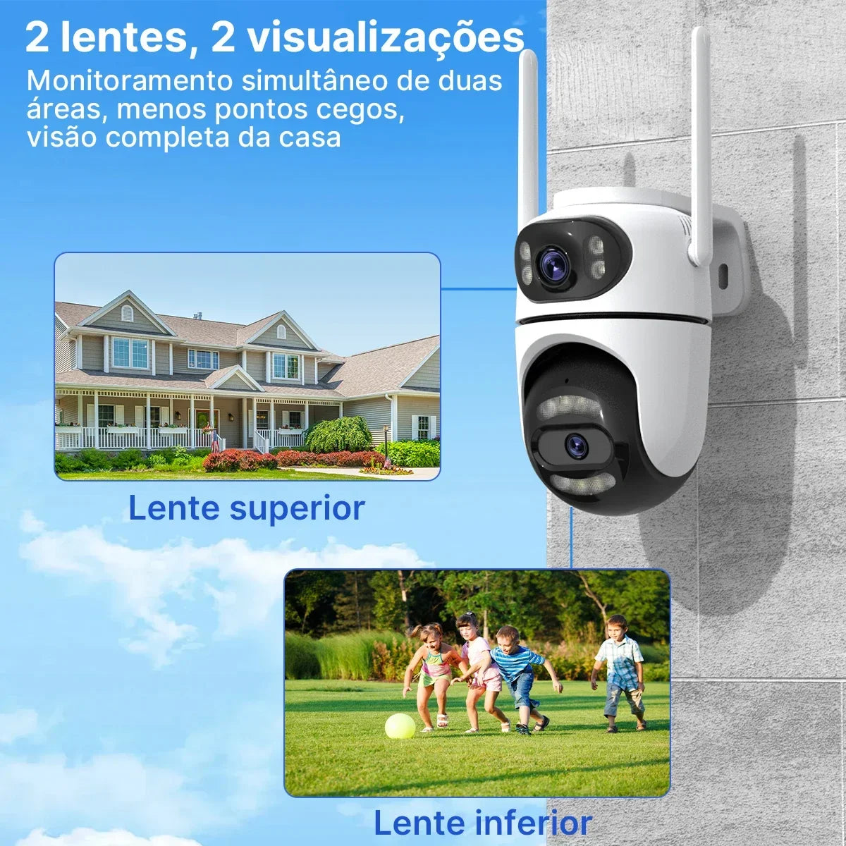 Icsee Wifi Ip Camera Dual Screen Home Security Ptz Camera Ai Tracking Outdoor Video Surveillance Cctv