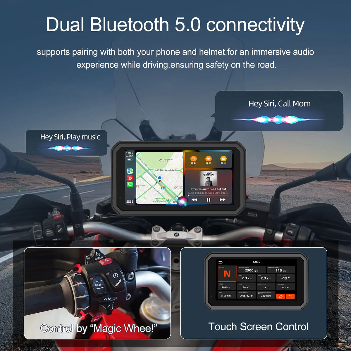 6" Motorcycle Wireless Carplay Navigation DVR Android Auto For BMW R1300GS S1000 XRF750GS XR M1000 R1200GS R1250GS