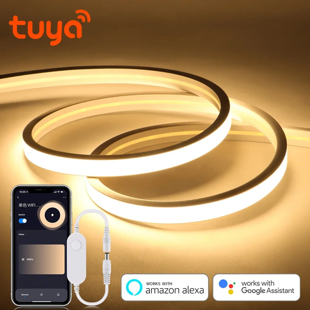 Tuya Smart WiFi COB Neon LED Strip Light 320leds/M Silica Gel Tube LED Lights Tape Bedroom Wall Kitchen Cabinet Backlighting