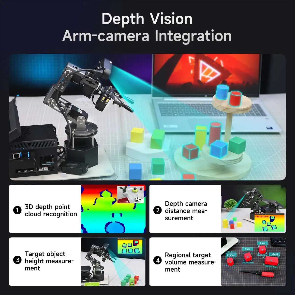 Yahboom DOFBOT Ultra High-Performance AI Robotic Arm Kit Support Python ROS2 MoveIt 3D Depth Vision for Robotics Research