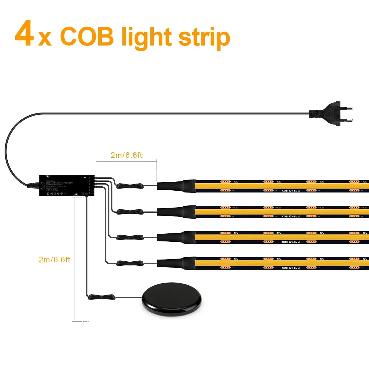 1/2/3/4/5/6-in-1 Black PCB Cob Acoustic Wall Panel Decor LED Strip Lighting Kit Hand Sweep Stepless Touch Dimmer Switch LED Tape
