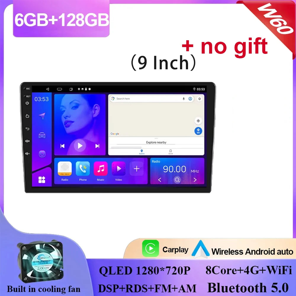 Android 15 9/10 Inch Car Multimedia Video Player 2DIN Stereo Radio Carplay Android Auto For Nissan Hyundai Kia Toyota Honda VW