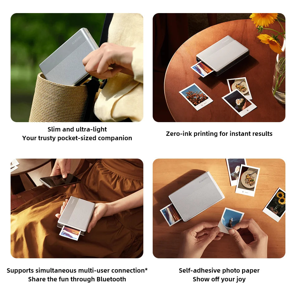 Xiaomi Portable Photo Printer 1S Bluetooth Thermal Print ZINK Inkless Technology Xiaomi App Wireless Portable Photo Printing
